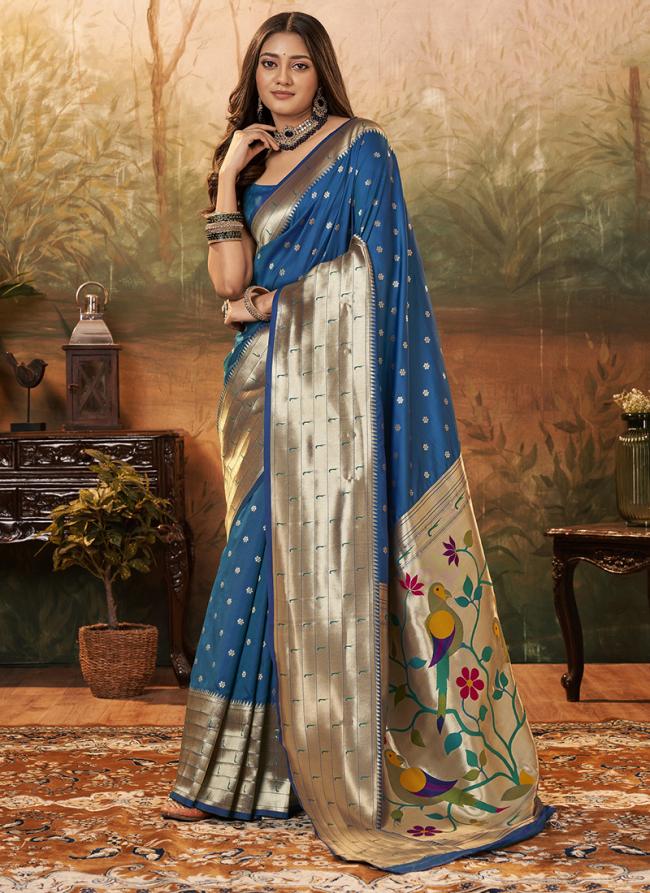 Paithani Silk Aqua Blue Festival Wear Weaving Saree